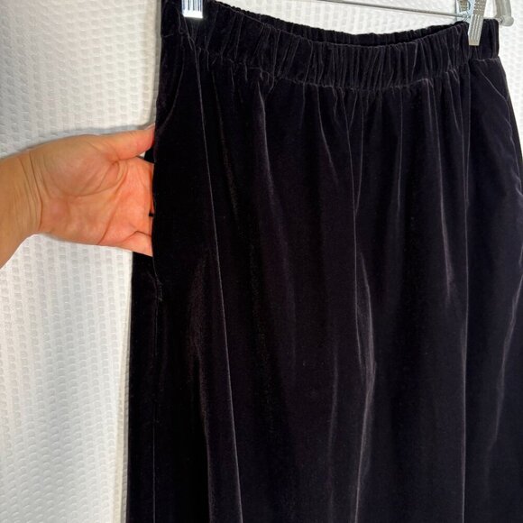 Vintage 90s Classic L Black Velvet Pullon Midi Skirt Goth Graveyard Ren Faire - Picture 3 of 7
